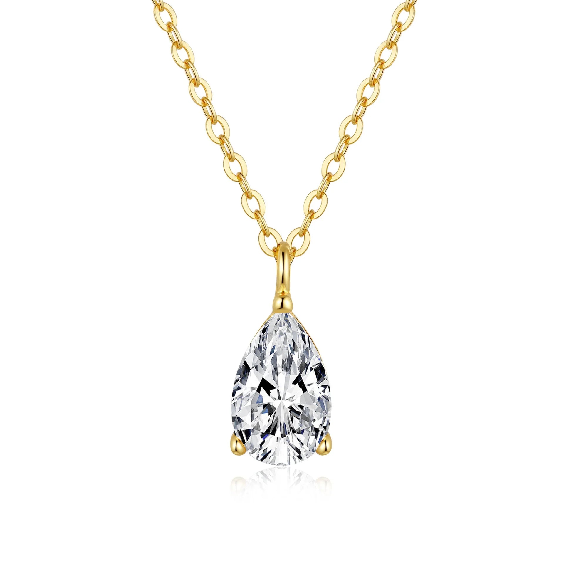 1ct Water Drop Pear Shape Pendant 14K Gold Diamond Moissanite Necklace Religious Fine Jewelry Necklace Gift for Women