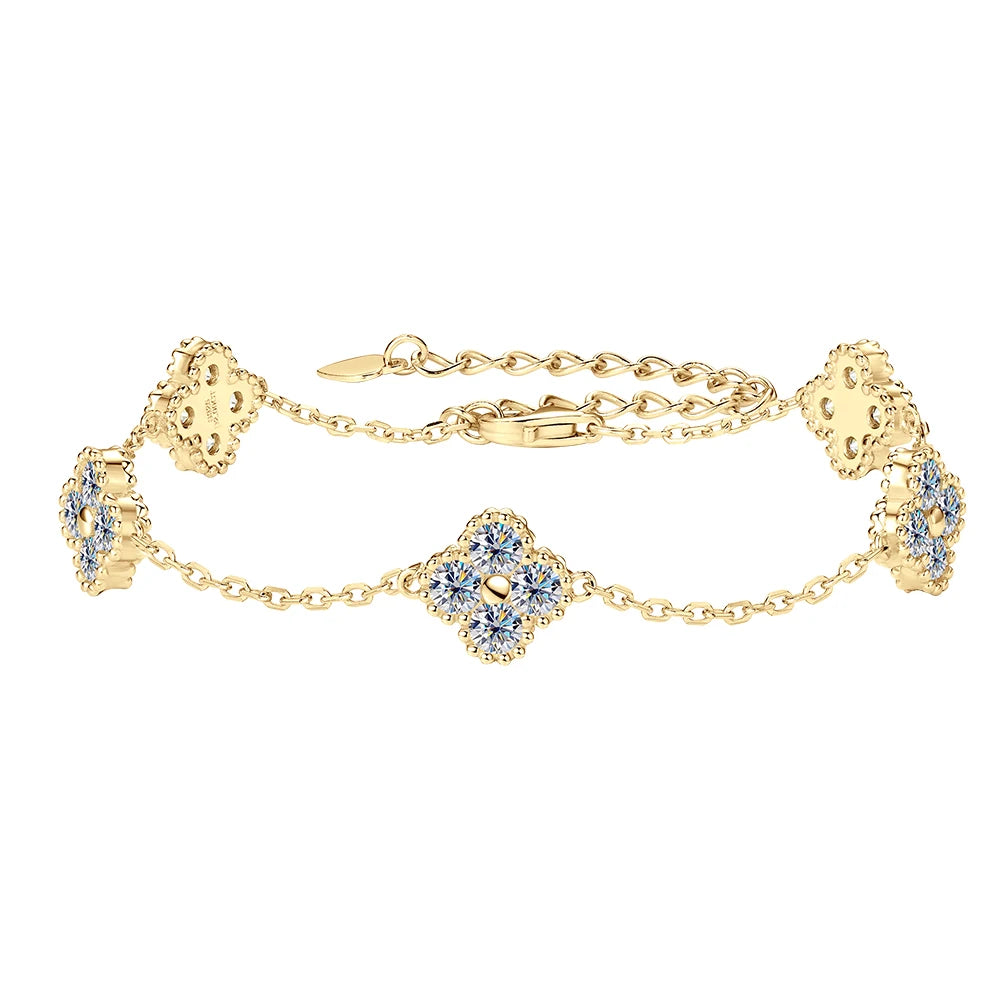 Certified Moissanite Pendant Necklace 3mm for Women Classic Clover Flower Neck Chain 100% Pure 925 Silver Chain Charm