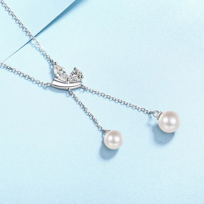 Moissanite Pendant Pearl Necklace