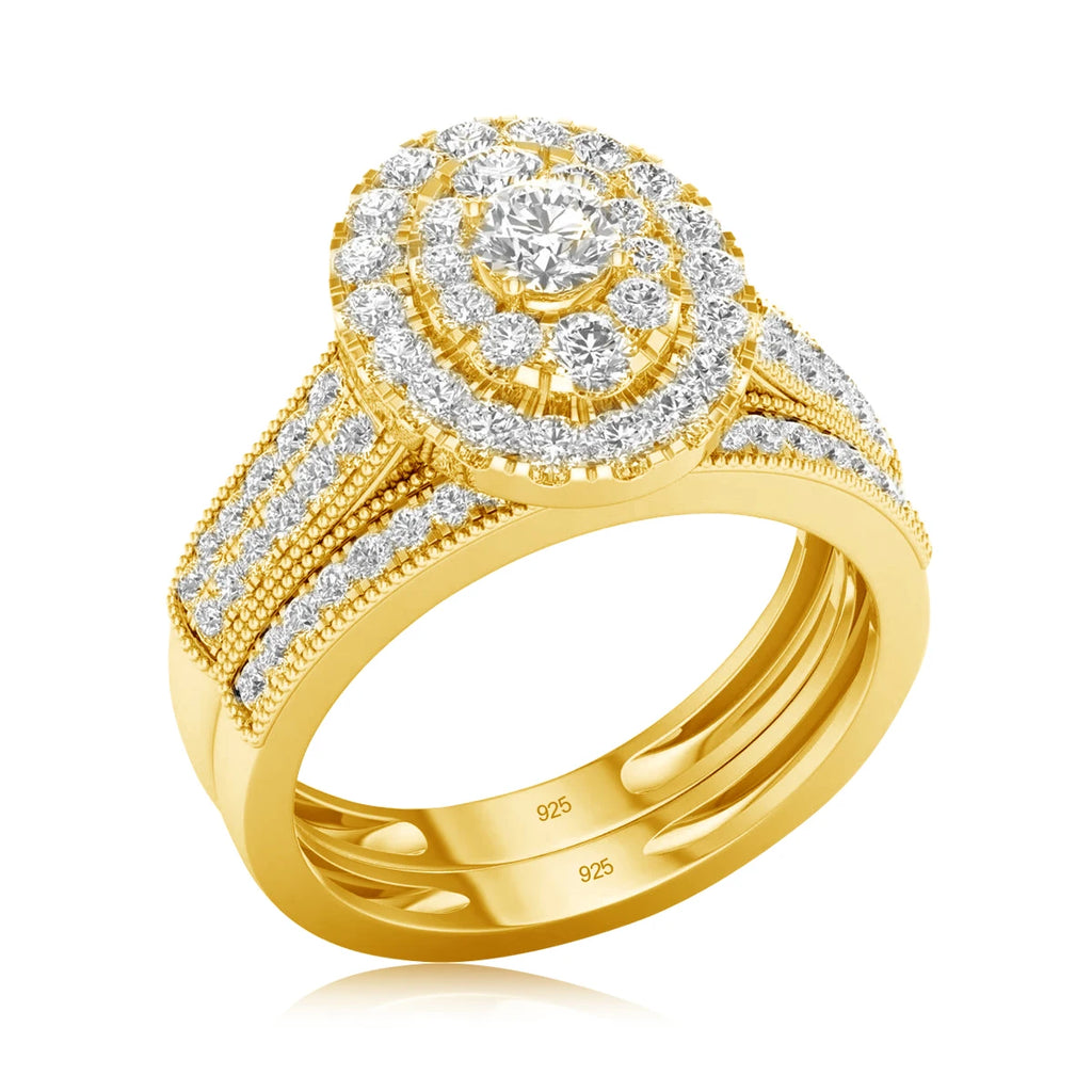 Moissanite Engagement Rings Set Bridal Jewelry 2PCS