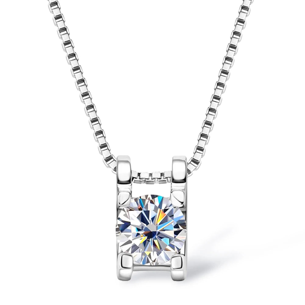 925 Silver 5mm Moissanite Diamond Necklace for Women Certified Original Rose Gold Plated Bull Head Pendant Necklace Choker Chain