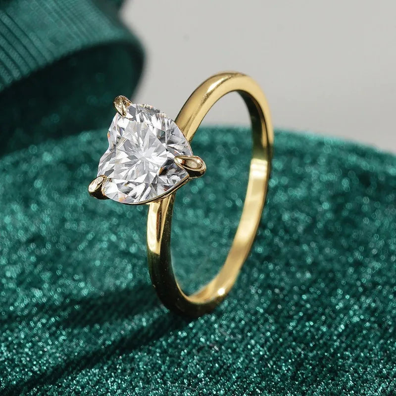 Lover Valentine's Day 18K Gold Women Wedding Band 2CT Heart Moissanite Diamond Girl Birthday Gift Lady Engagement Fine Jewelry
