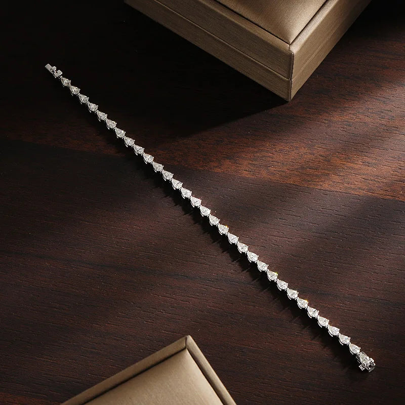 Moissanite Tennis Bracelets for Women  s925 Sliver Plated 18k White Gold 3x5mm Pear Cut