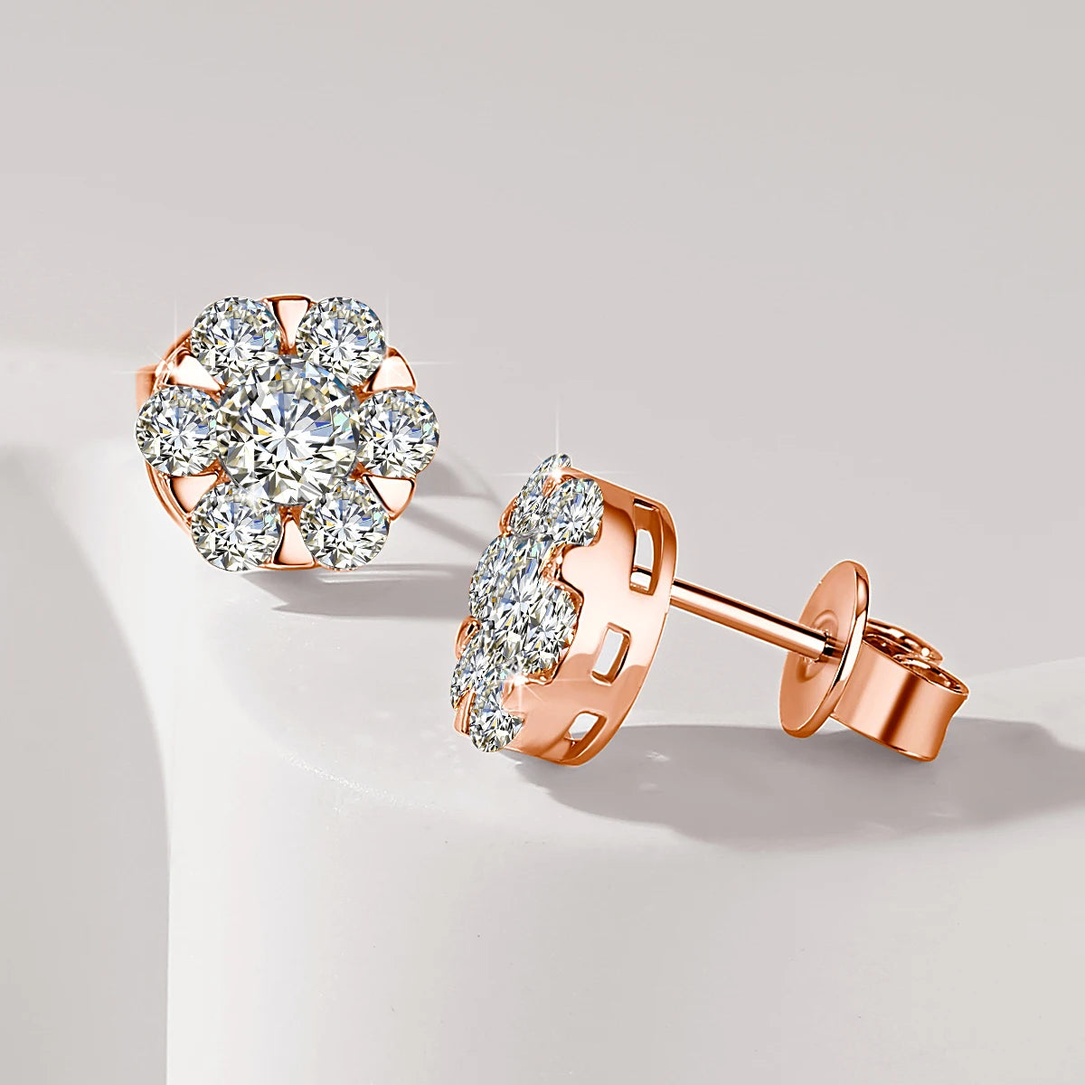 Yellow Gold Flower Moissanite Earrings Trending Jewelry