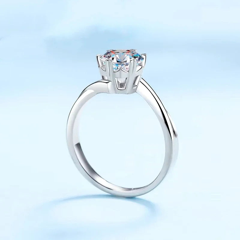 Women Wedding Band 18K White Gold Engagement Rings 0.5/1/2CT Moissanite Diamond Girl Friend Birthday Gift PT950 Platinum Jewelry