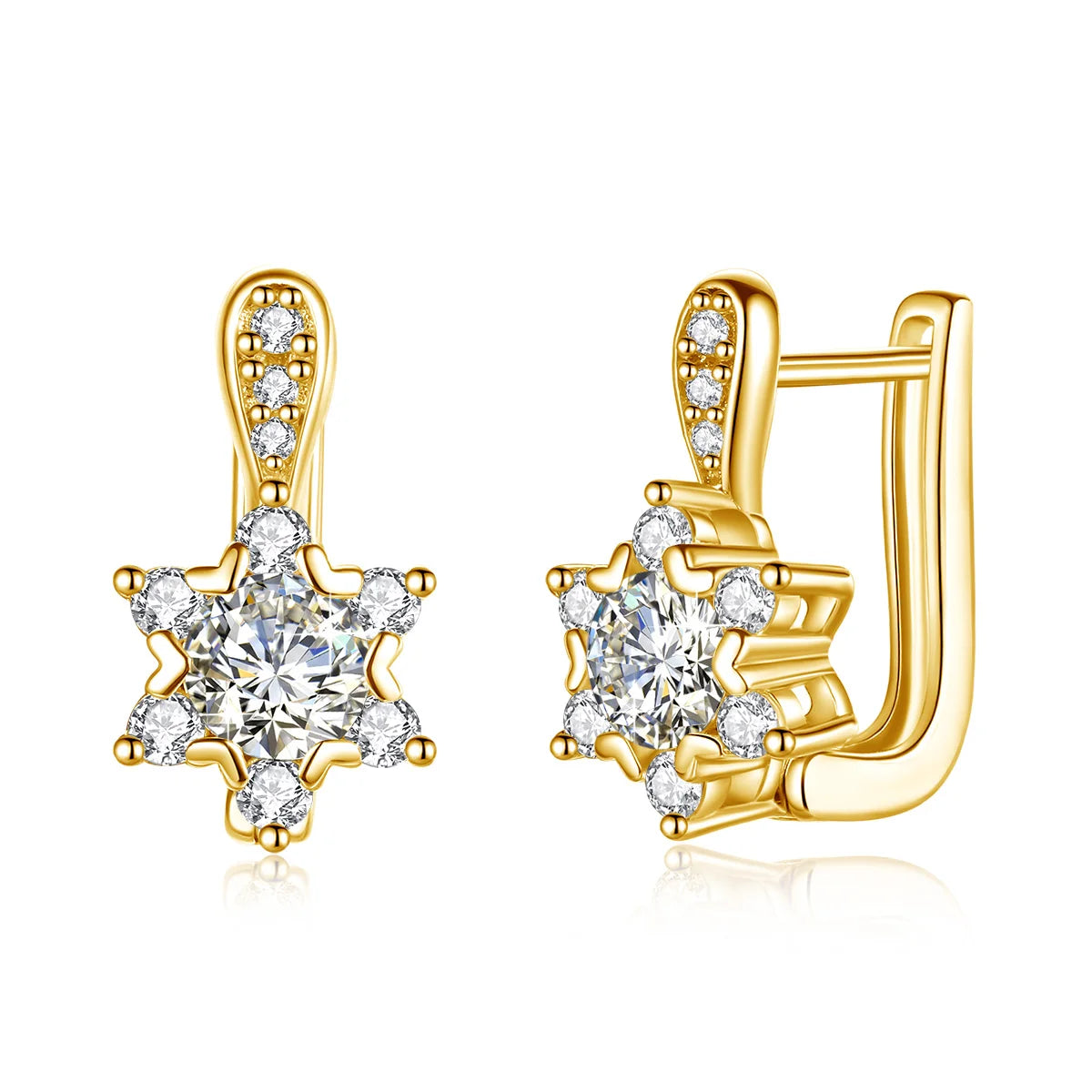 Round Cut Moissanite Star Earrings 100% Silver 925 4.5mm