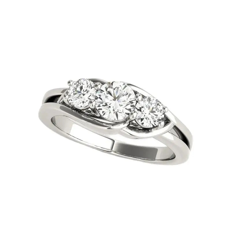 3 Stones Round Moissanite 925 Sterling Silver Ring For Women Wedding Bands Engagement Gift