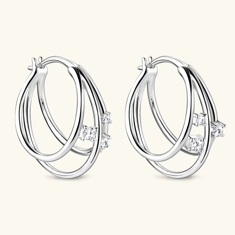 Circle Earrings For Women 925 Sterling Silver Moissanite Hoop Earring