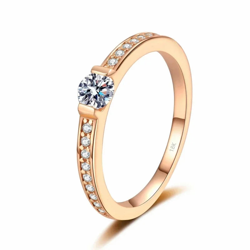 Women Wedding Band 18K Rose Gold Girl Friend Valentine's Day 0.3CT Moissanite Diamond Daughter Birthday Gift Rings Fine Jewelry