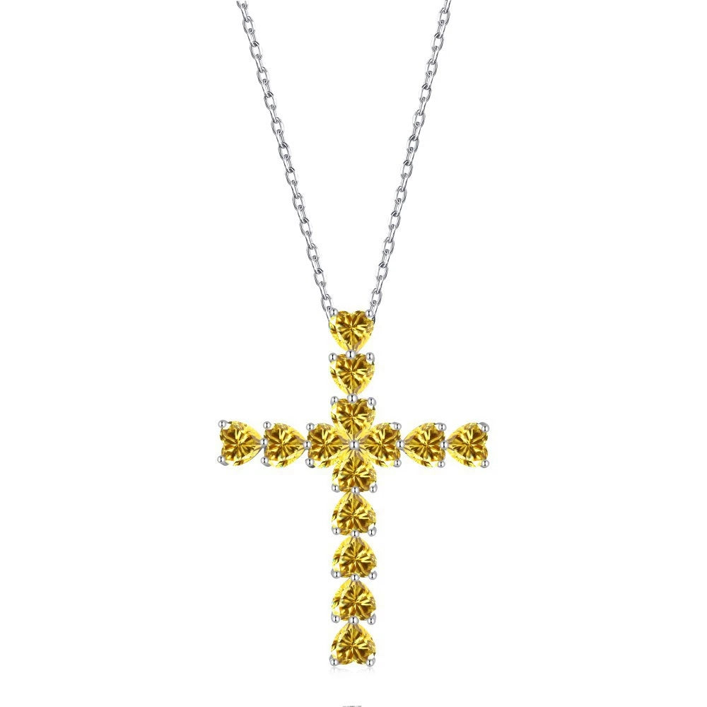 Moissanite Cross Pendant Necklace