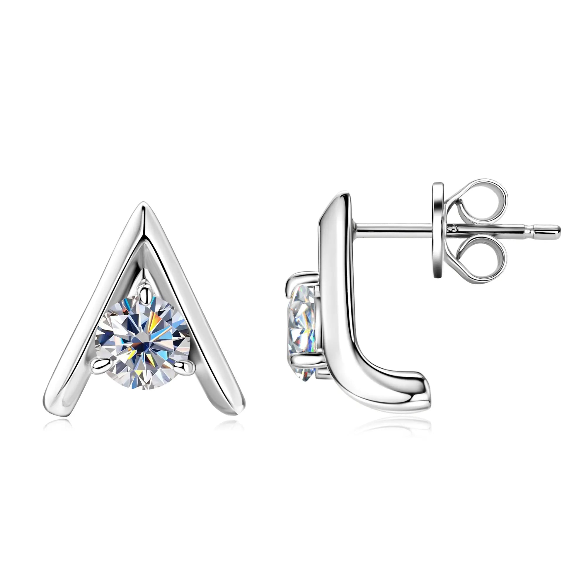 Stud Earrings for Women 925 Sterling Silver Plated 14k Jewelry GRA Certified 0.5CT Moissanite Lab Created Diamond Ear