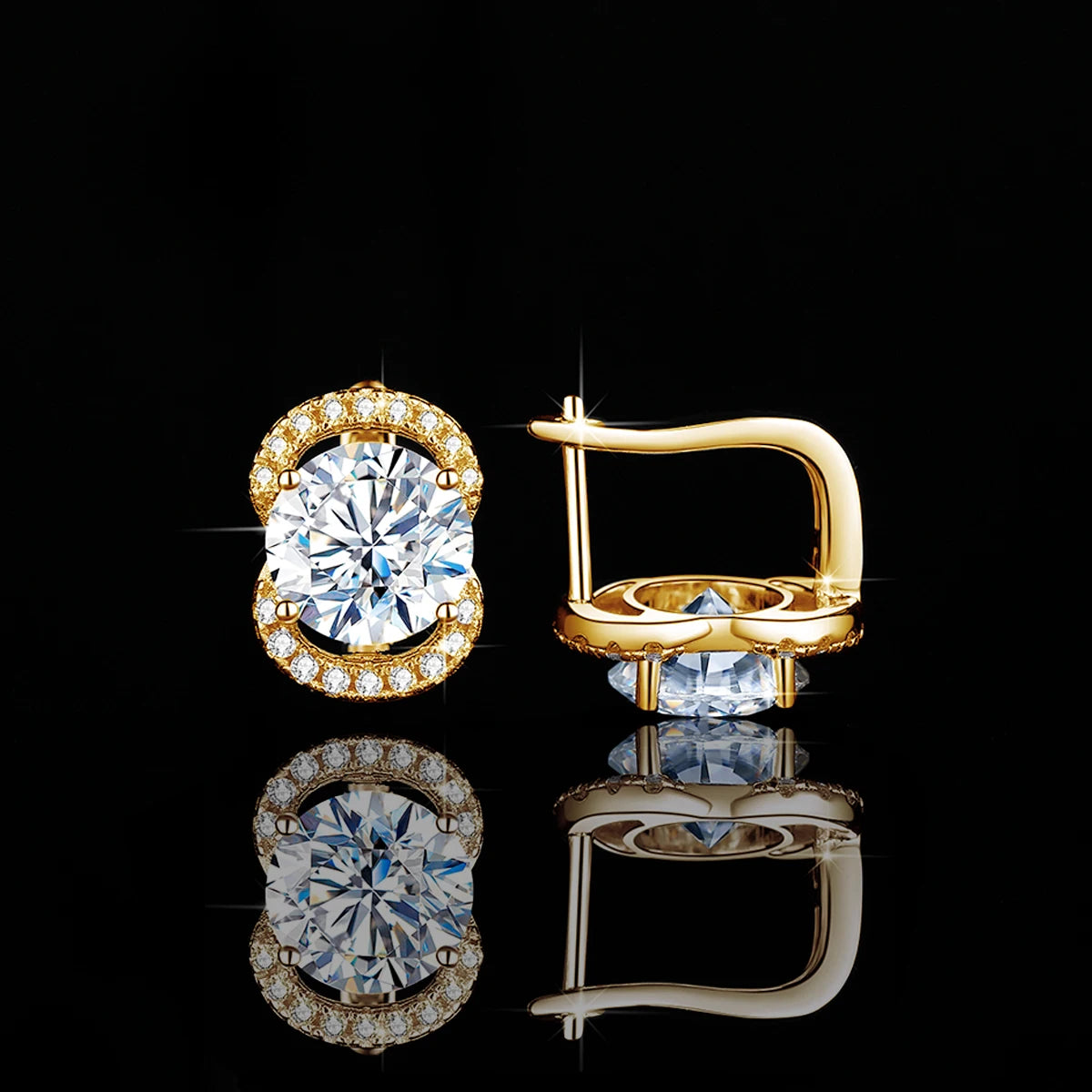Moissanite Earrings Studs With Certificate 100% Sterling Silver 925 4ct 8mm