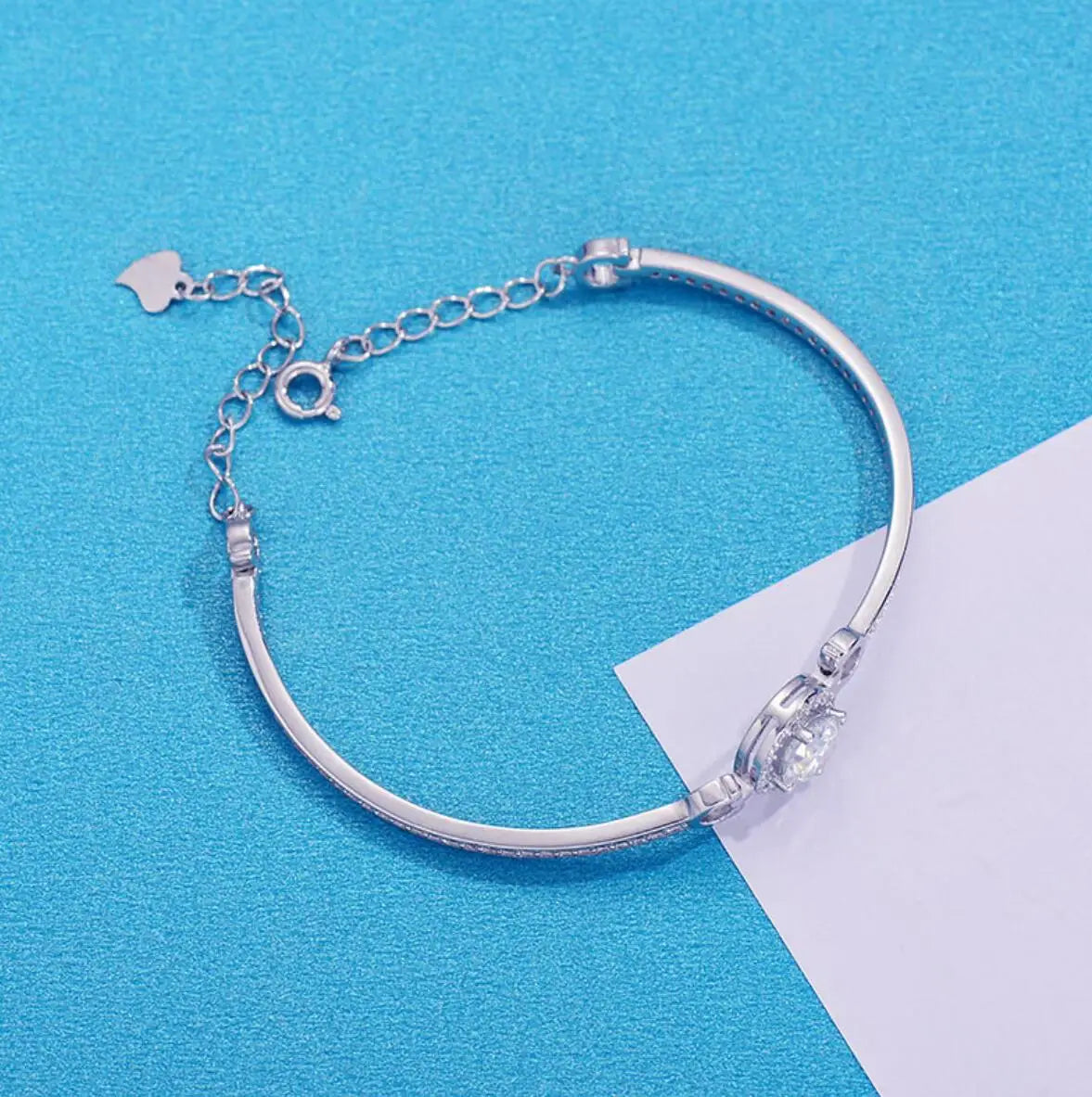 925 Sterling Silver White Moissanite Bracelet For Women 18K Gold Plated 1.0 Cttw Diamond Bangle with GRA Certificate Jewelry