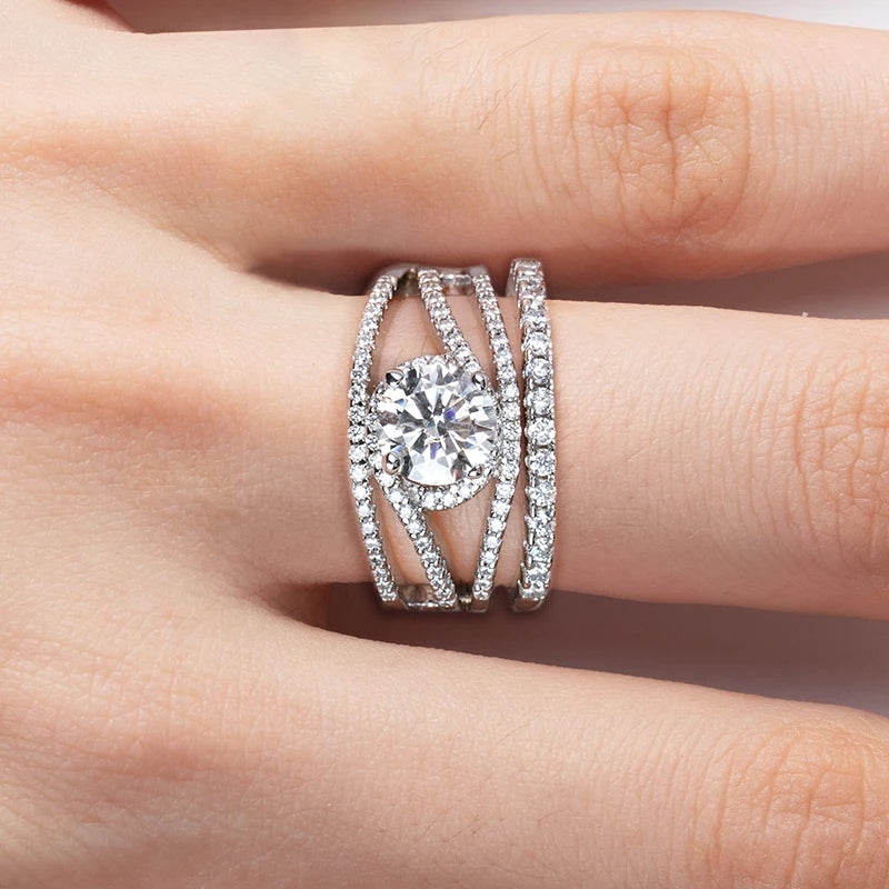 925 Sterling Silver 1.2 Carat Moissanite Engagement Ring Sets For Women Jewelry