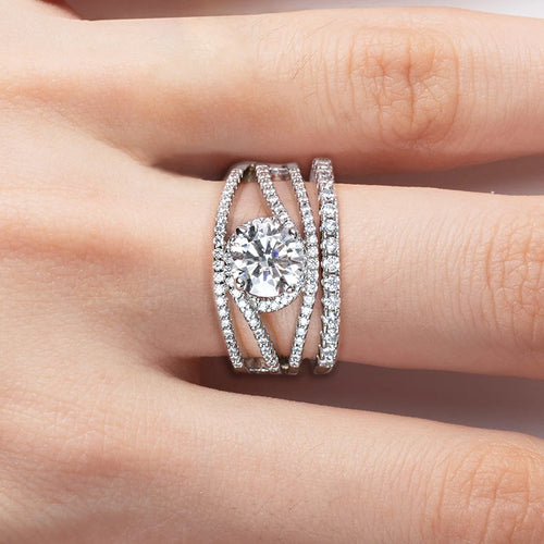 925 Sterling Silver 1.2 Carat Moissanite Engagement Ring Sets For Women Jewelry