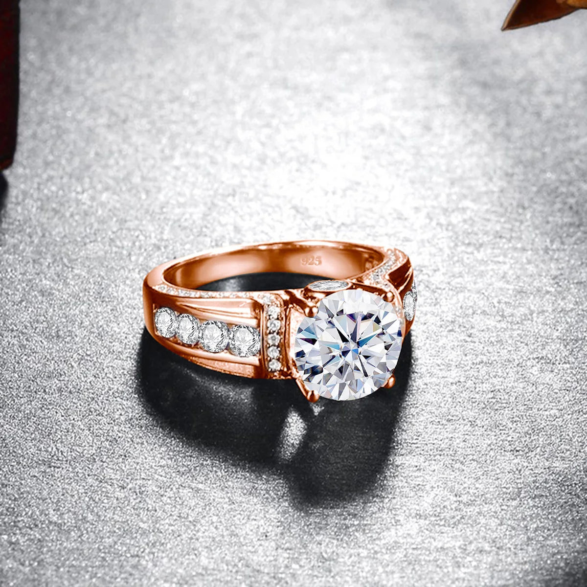 Round Cut Moissanite Rose gold Ring For Women 2ct