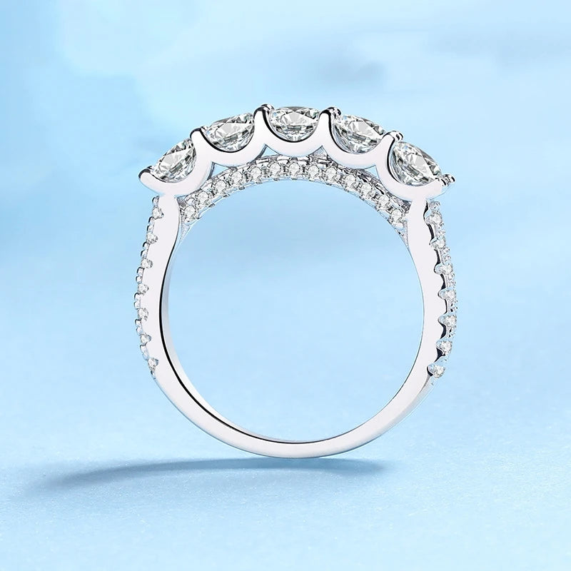 Women Engagement 18K White Gold Wedding Band 1.5CT Moissanite Diamond Girl Valentine's Day PT950 Platinum Birthday Gift Rings