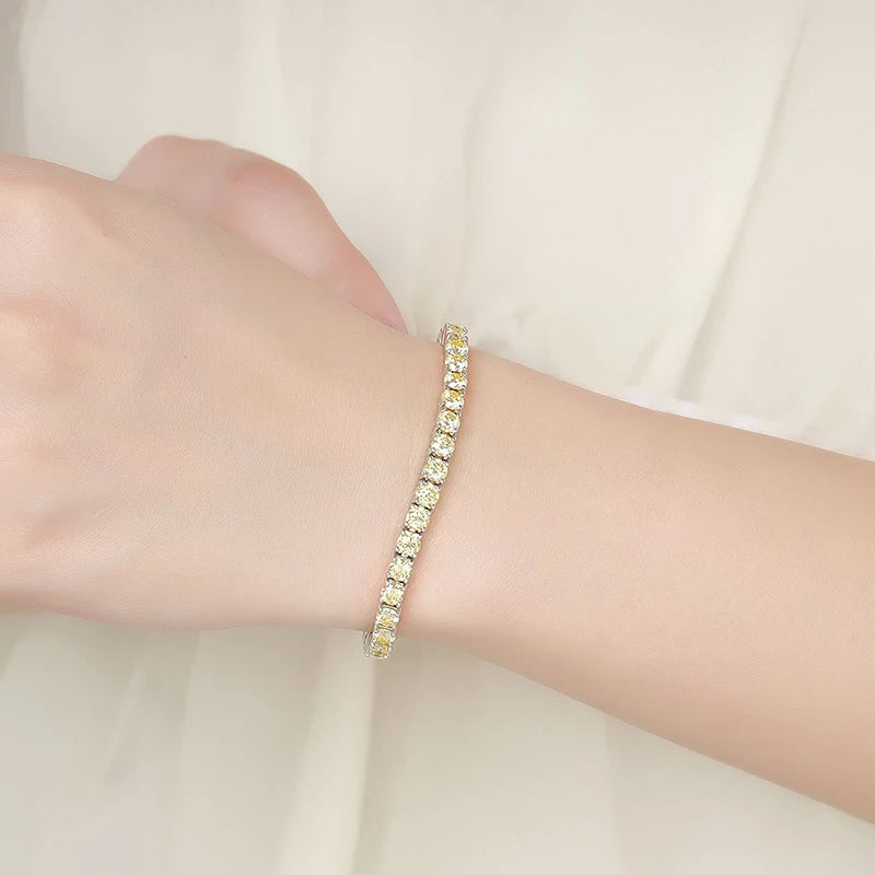 Pink Moissanite Tennis Bracelets for Women Men Pass Diamond Test 100% S925 Sterling Silver Jewelry  3/4/5/6.5MM