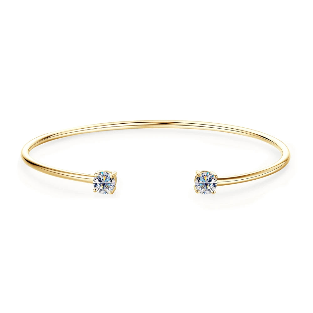Moissanite Bangle for Women 5mm 0.5CT Lab Created Diamond Bracelet 100% Real 925 Sterling Silver Opening Cuff Bangle