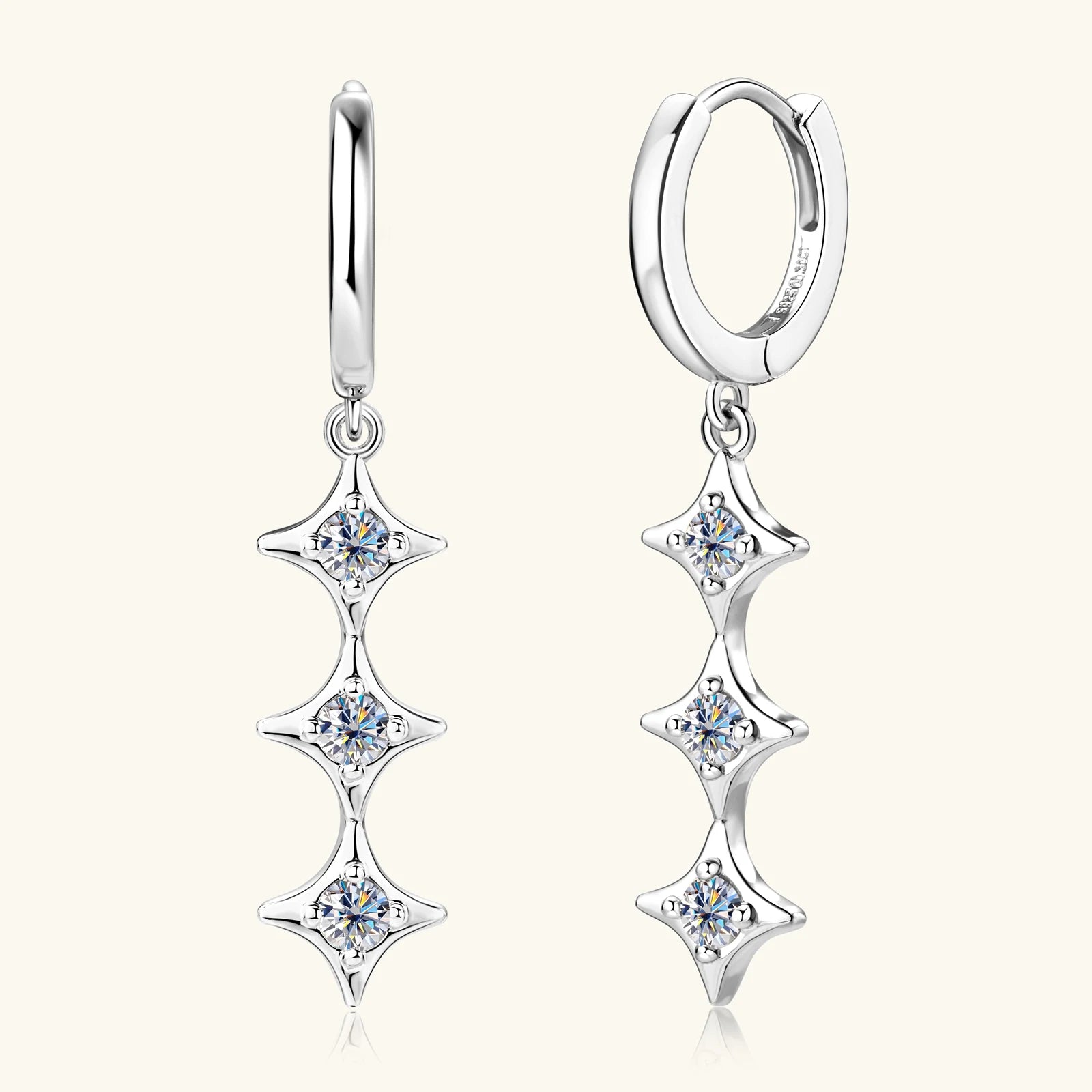 Moissanite Drop Earrings 925 Sterling Silver Long Dangle Earrings for Women Trendy Jewelry 18K Gold Plated