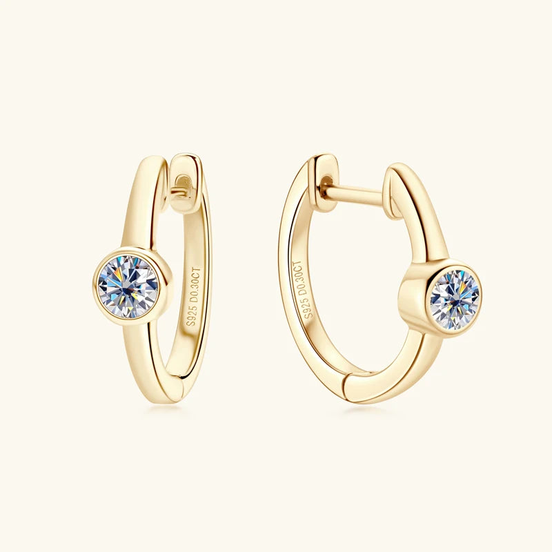 Sterling Silver Earrings 925 0.3CT Moissanite Hoop Earring