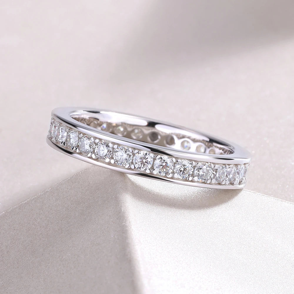 Full Eternity Moissanite Band - D VVS1 S925 Silver 2mm