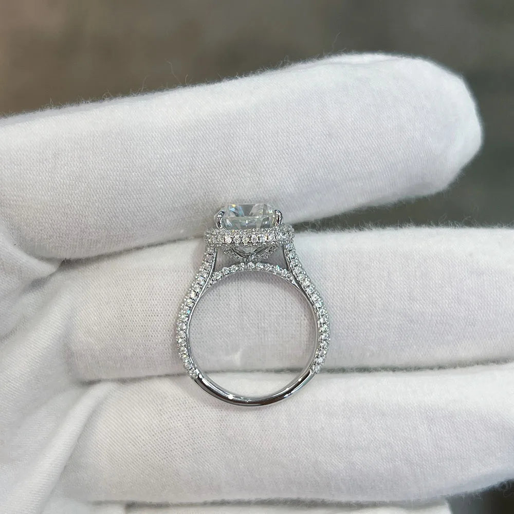 5ct Pillow Shaped Cut D Color Moissanite Rings Women Gift 100% S925 Sterling Silver Plated 18k Eternity Rings Jewelry