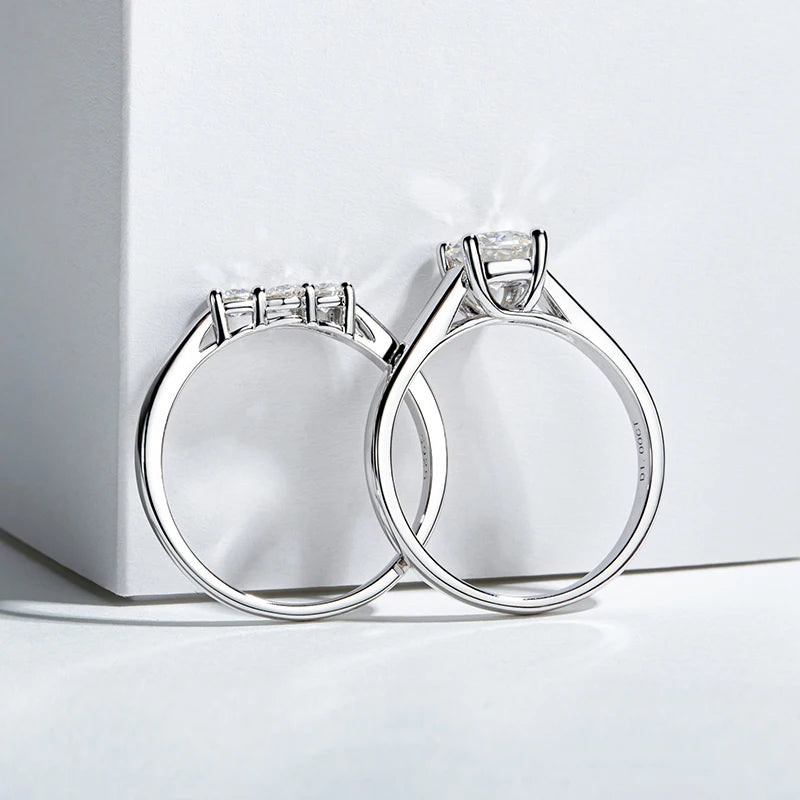 Moissanite 925 Sterling Silver 1 Carats Round Wedding Ring For Women Engagement Gift Trendy Jewelry