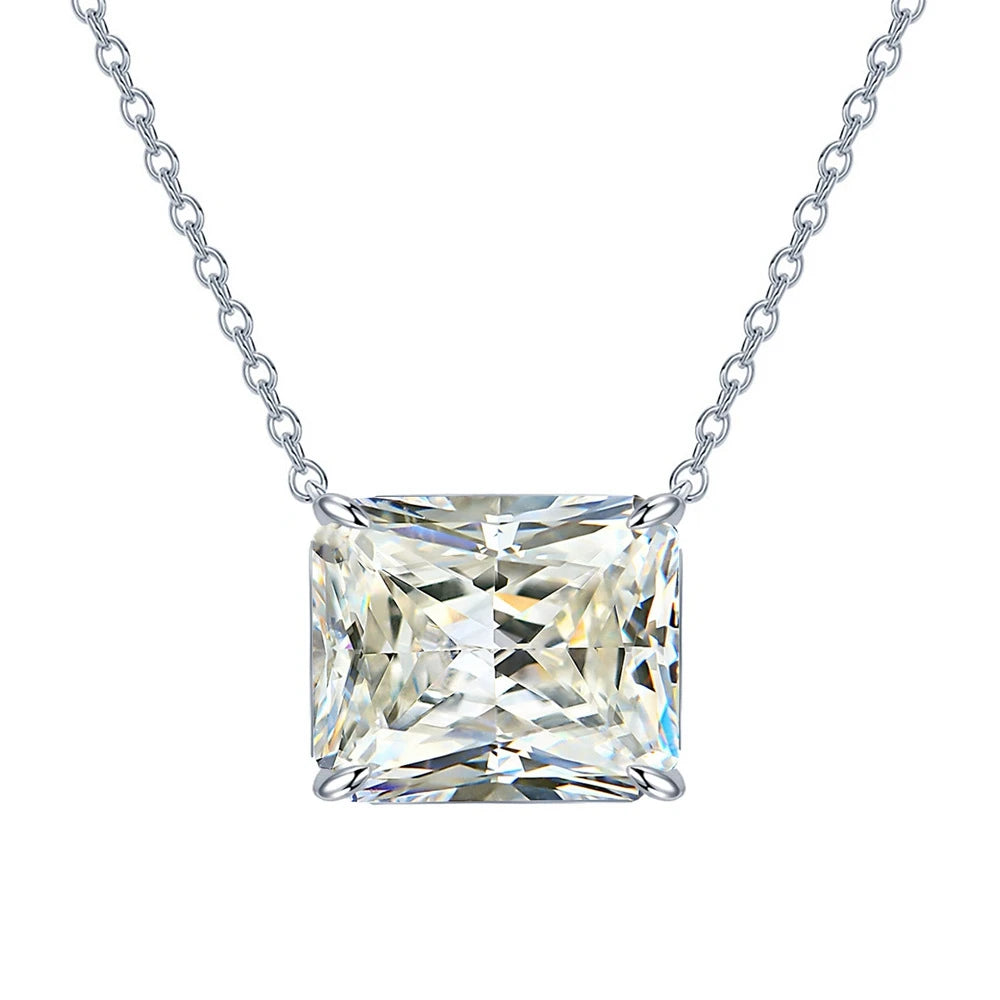 10CT Radiant Cut G Color High Carbon Diamond Gemstone Pendant Necklace 100% 925 Sterling Silver