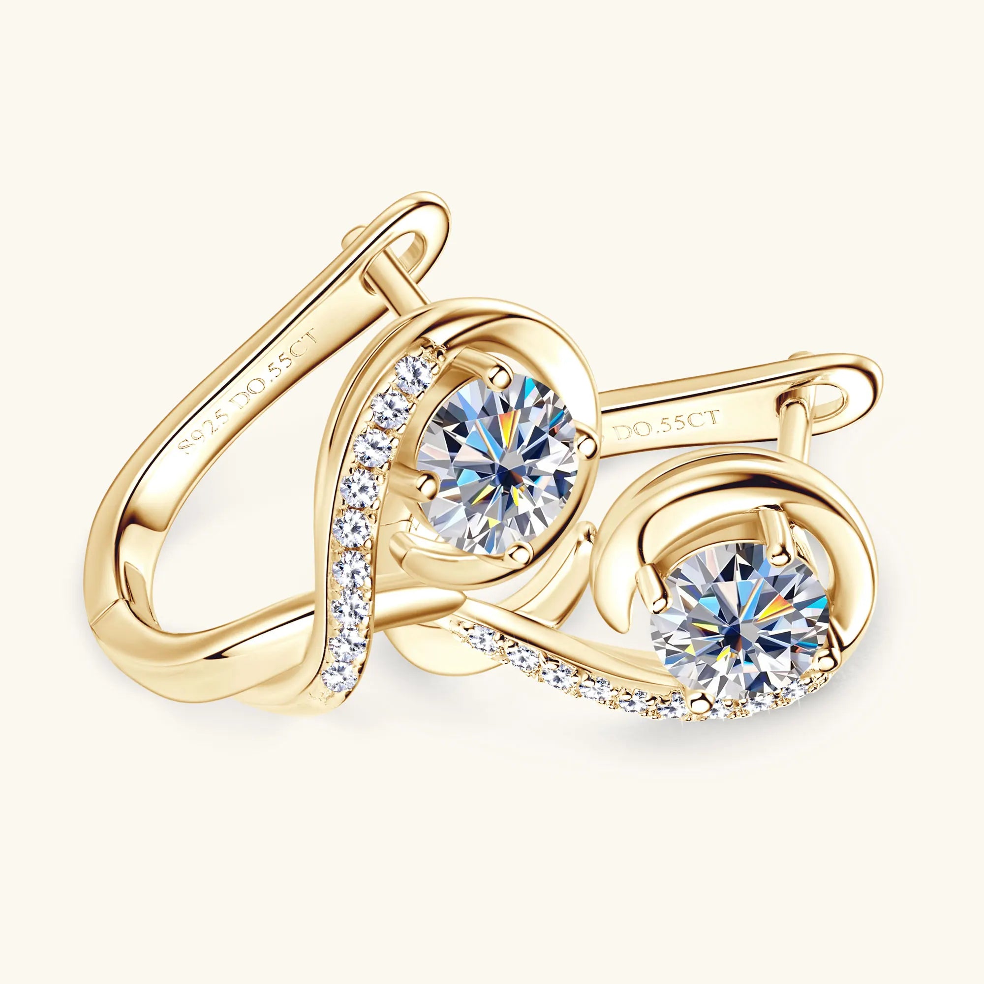 Original 925 Sterling Silver Moissanite Hoop Earrings 5mm D VVS1 Round Cut Plated 18k Gold Diamond Wedding Earring