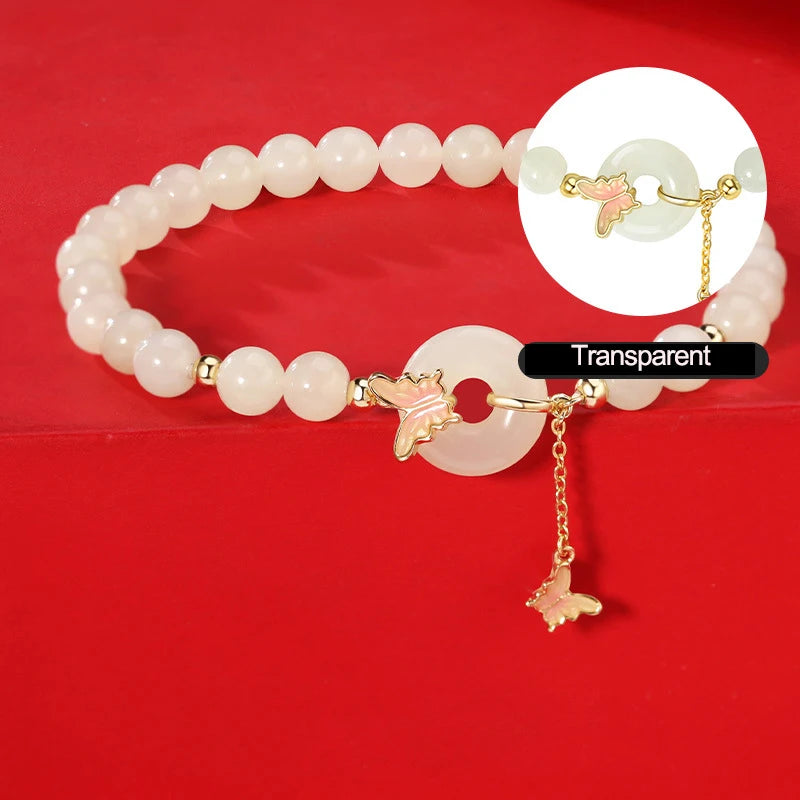 Hetian Jade S925 Sterling Silver Butterfly Tassel Bracelet