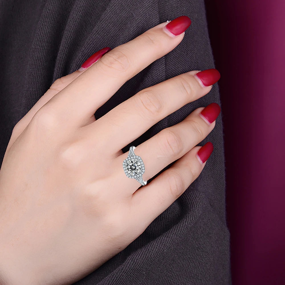 2ct D Color Moissanite Wedding Rings For Women Anniversary S925 Sterling Silver