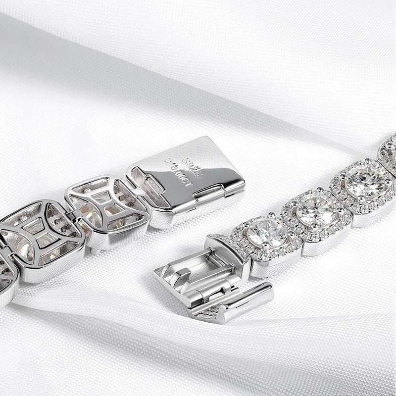 Full Diamond 100% Real Moissanite Bracelets 4/5/6.5mm for Men Women Classic Luxury Bangles Pure 925 Sterling Silver Chain