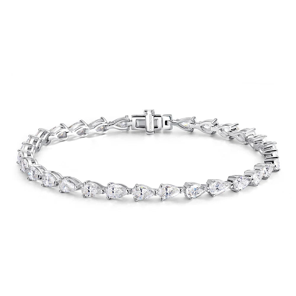 Moissanite Tennis Bracelets for Women  s925 Sliver Plated 18k White Gold 3x5mm Pear Cut