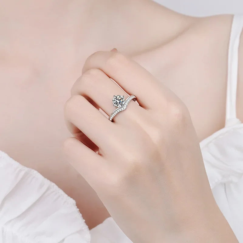 Engagement 18K White Gold Wedding Band Women VVS D Color 0.5/1/2CT Moissanite Diamond Girl PT950 Platinum Valentine's Day Rings