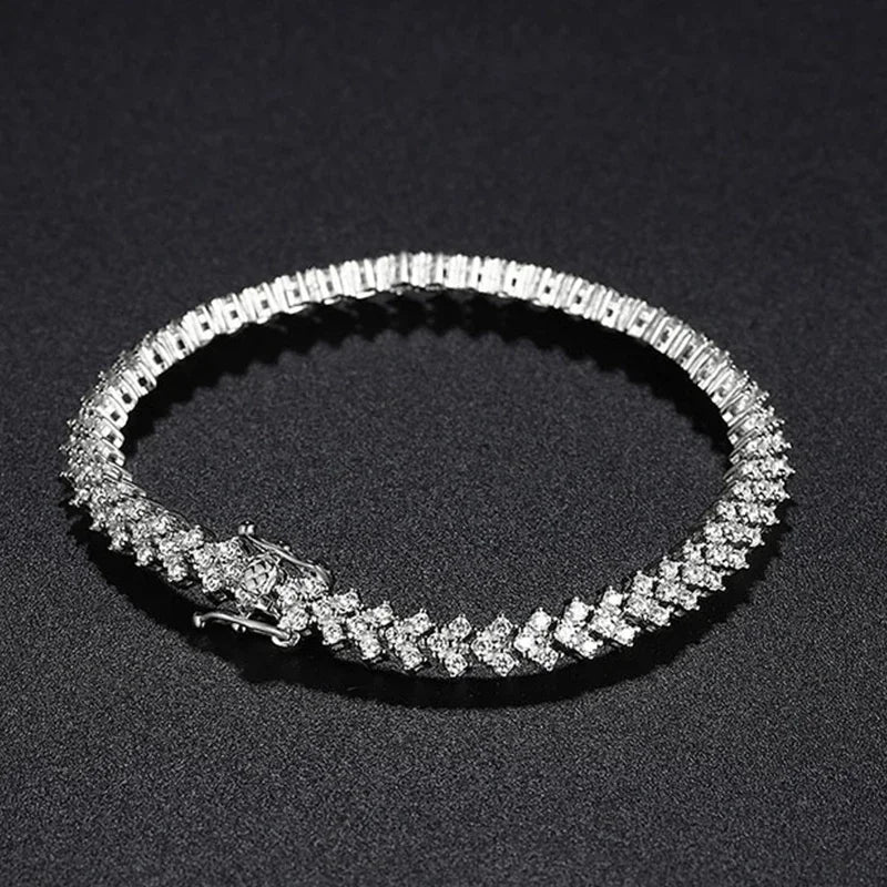 Moissanite Tennis Bracelet 925 Sterling Silver Lab Diamond Bracelets with White Gold Plated  Fine Jewelry For Women