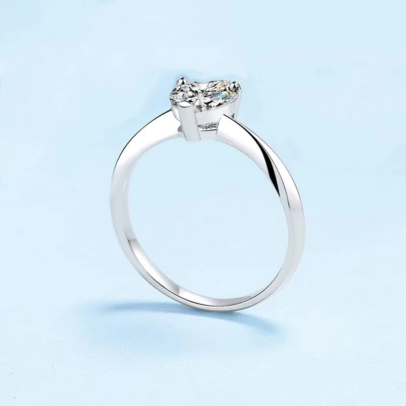 Birthday Gift Heart 18K White Gold Women Wedding Band VVS1 D Color 0.5/1/2CT Moissanite Diamond Rings Girlfriend Valentine's Day