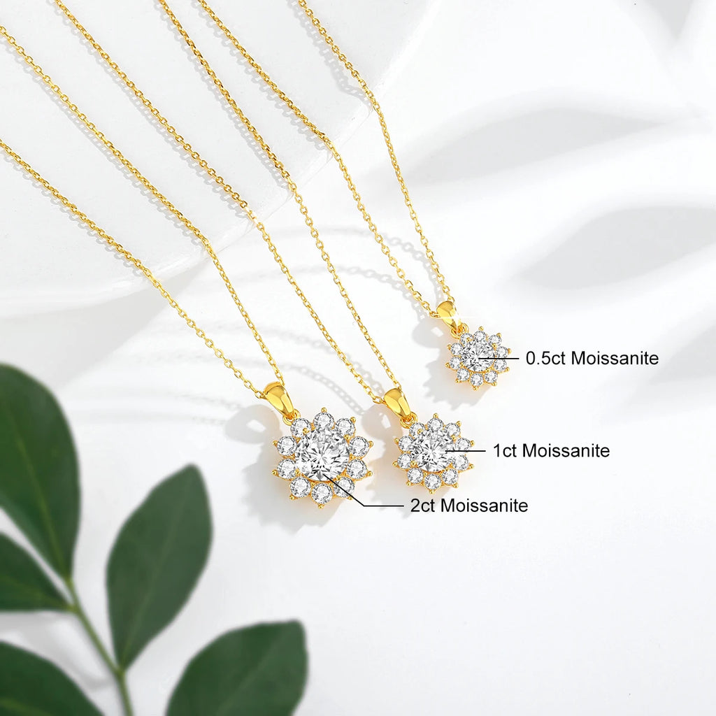1ct Moissanite Necklace 18k Gold 100% With Certificate