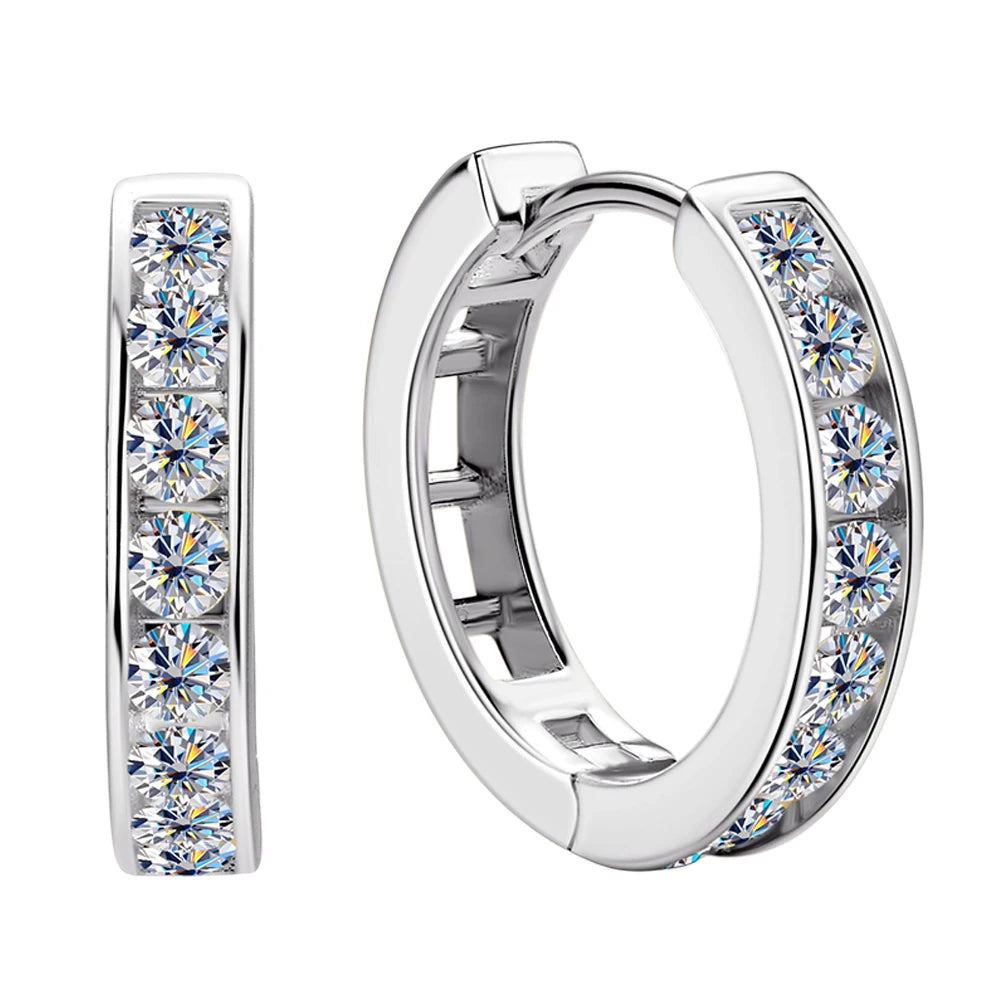 Hoops 2.5mm Full Moissanite Earrings 925 Sterling Silver Earring Sparkling Lab Diamond Ear for Women Plated 18K Gold Jewelry GRA