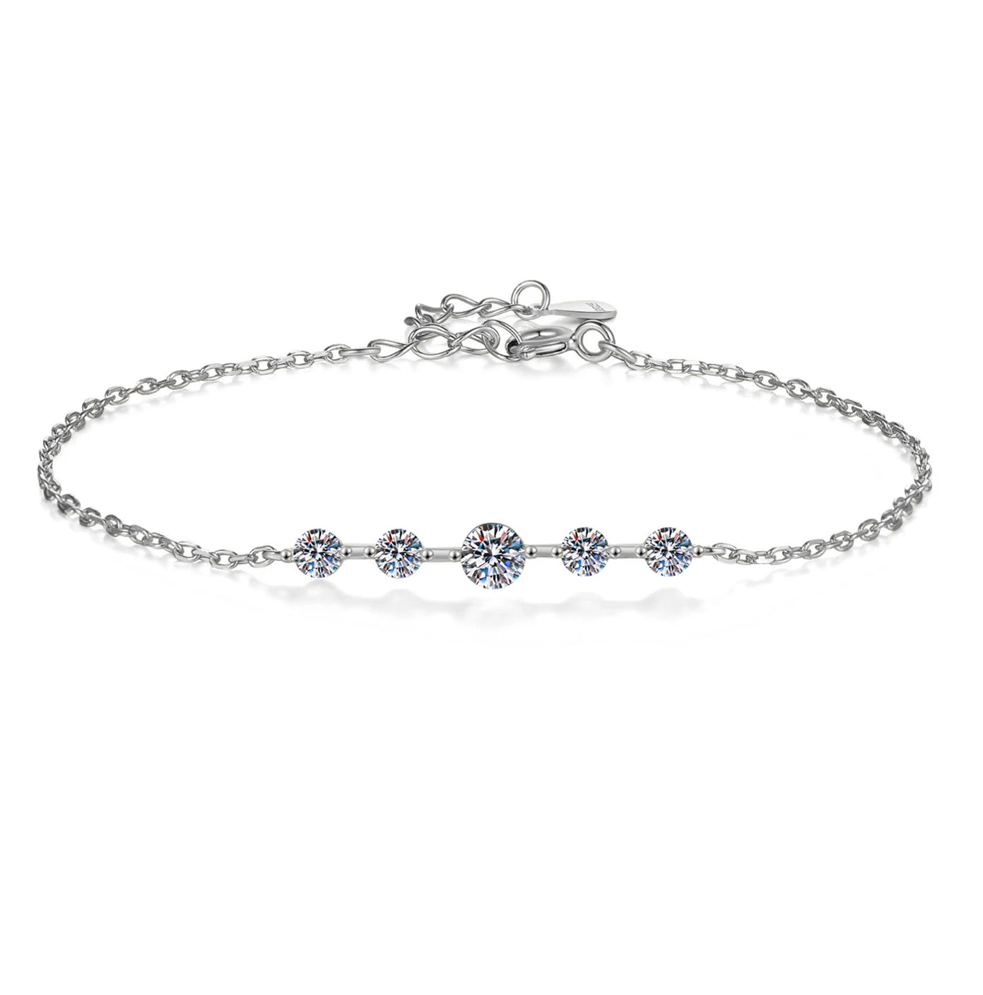 4mm 3mm Moissanite Bracelets for Women 925 Sterling Silver Plated 18K Gold Bracelet Adjustable Chain Jewelry Gift