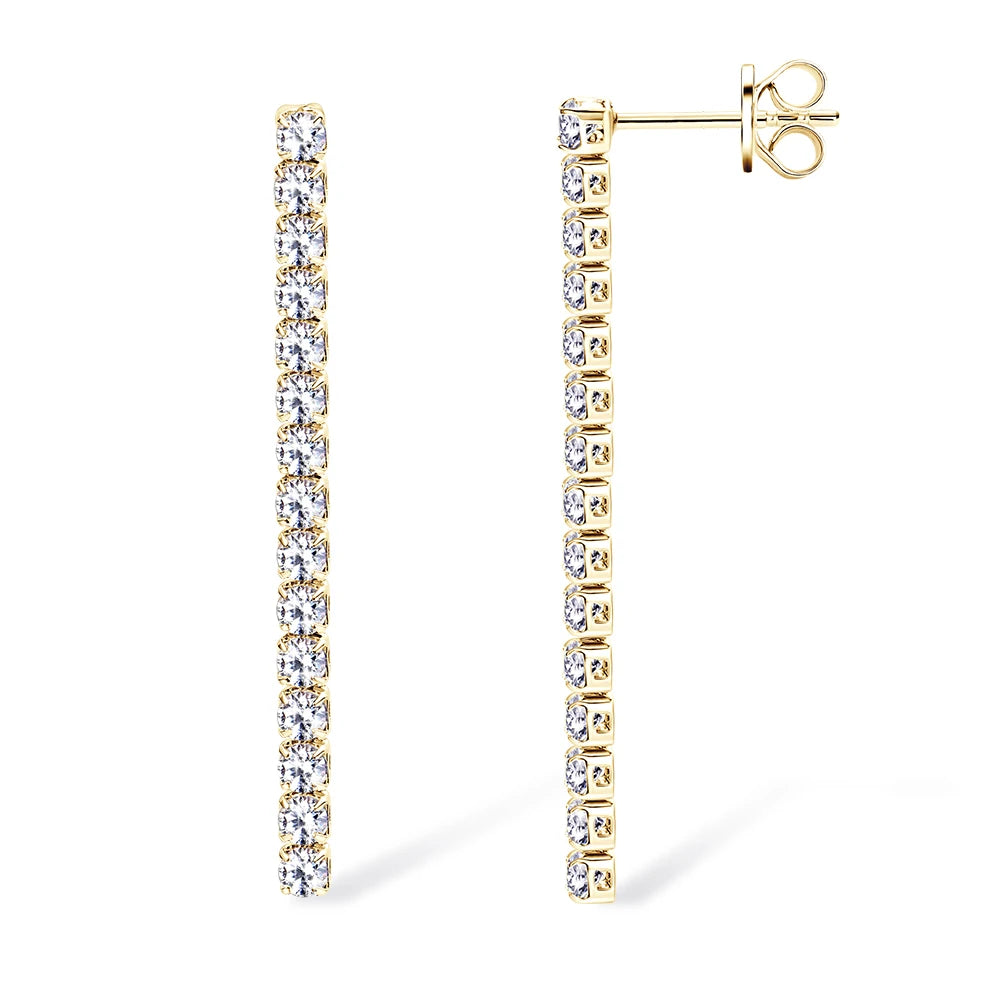 Dangle Earrings 925 Sterling Silver Gold Silver Color Long Tassel Drop Earring for Women 2.5mm Moissanite Party Wedding  Jewelry