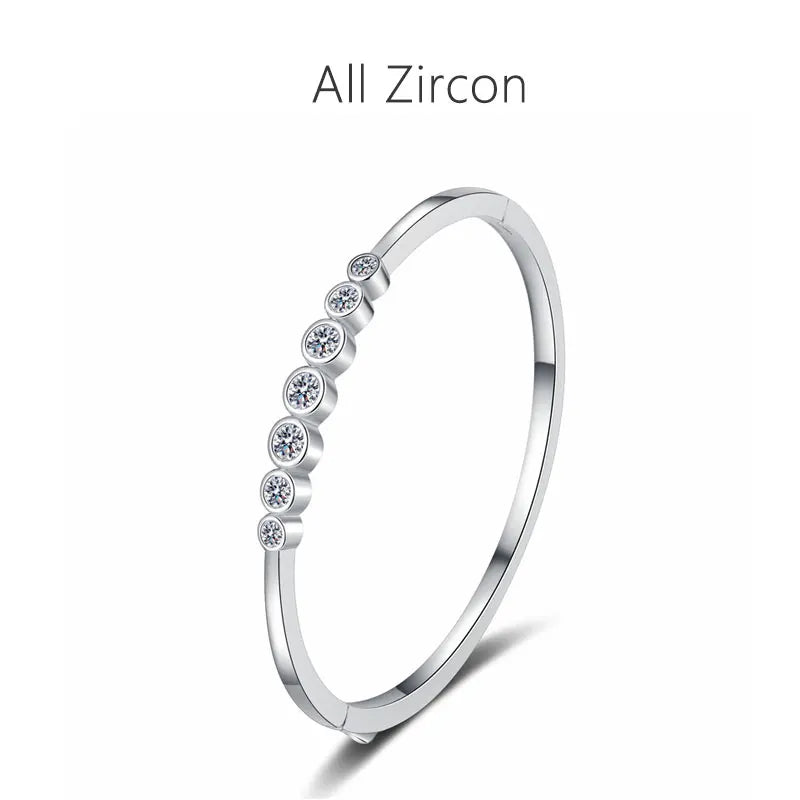 Moissanite Bangles for Women Solid 925 Silver 16-17cm Wrist 2.5ct