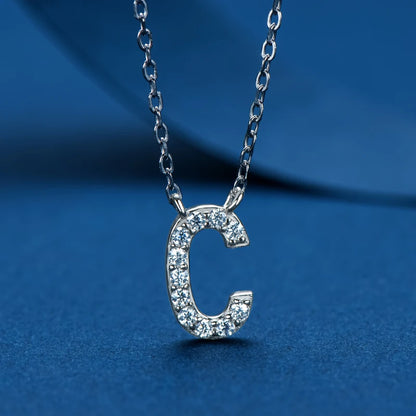 Moissanite Diamond Necklace Initial 26 Letter