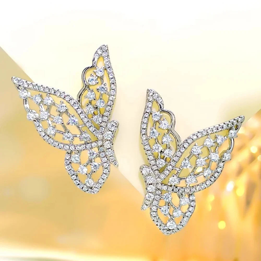 Moissanite Butterfly Stud Earrings