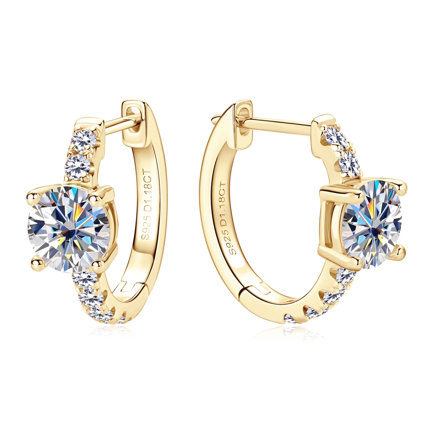 Full Moissanite Hoop Earrings 6.5mm D Color Diamond Earring White Gold Plated 925 Sterling Silver Huggie Earrings for Women Gift