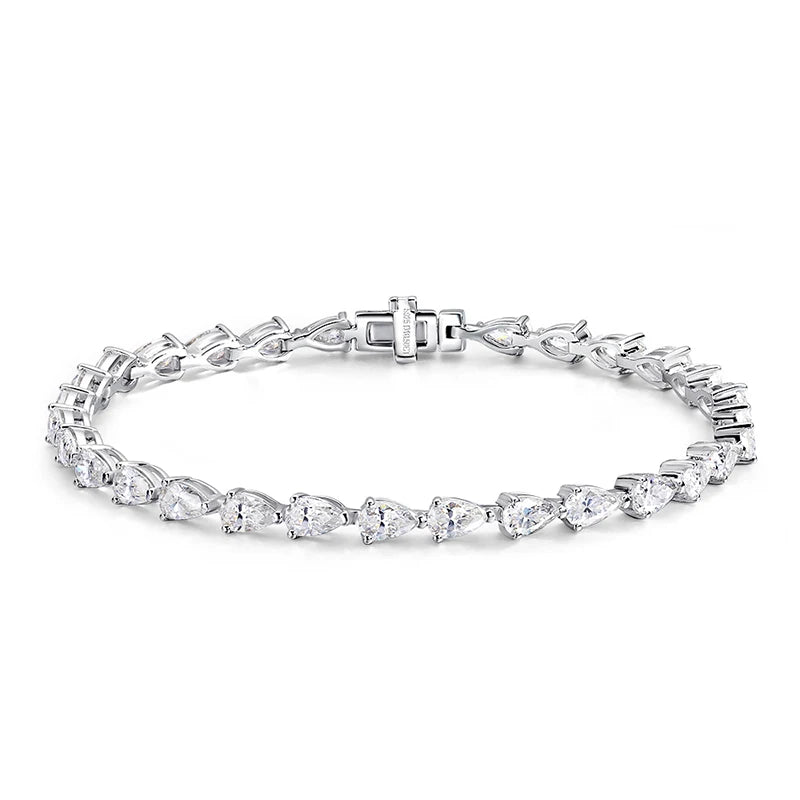 Pear Cut Moissanite Tennis Bracelet 0.35/0.5CT GRA Certified for Women Luxury Quality Jewelry Sterling Silver 925 Chain