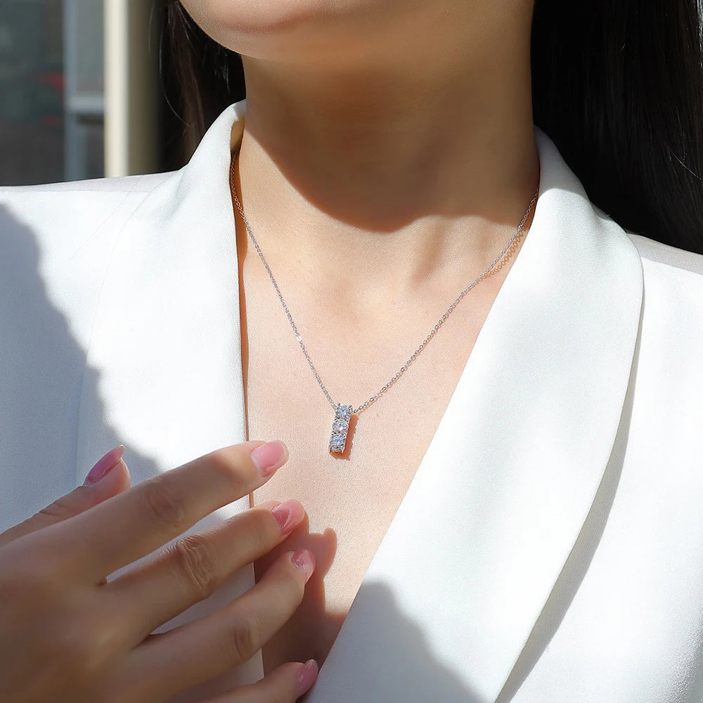 18K Plated GRA Certified Moissanite Pendant Necklace 5mm Lab Diamond Wedding Female Necklace 925 Silver Jewelry