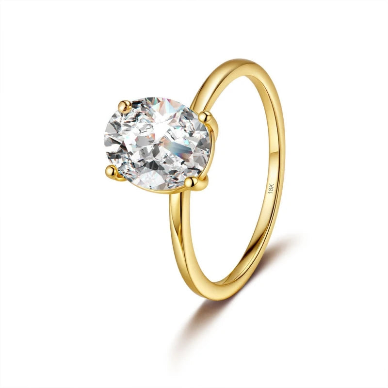 Women Engagement 18K Gold Wedding Band 1/2CT Oval Moissanite Diamond Family Christmas Gift Girl Friend Birthday Rings Daughter