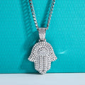 Iced-Out Moissanite Palm Pendant – 925 Silver Hip Hop Necklace