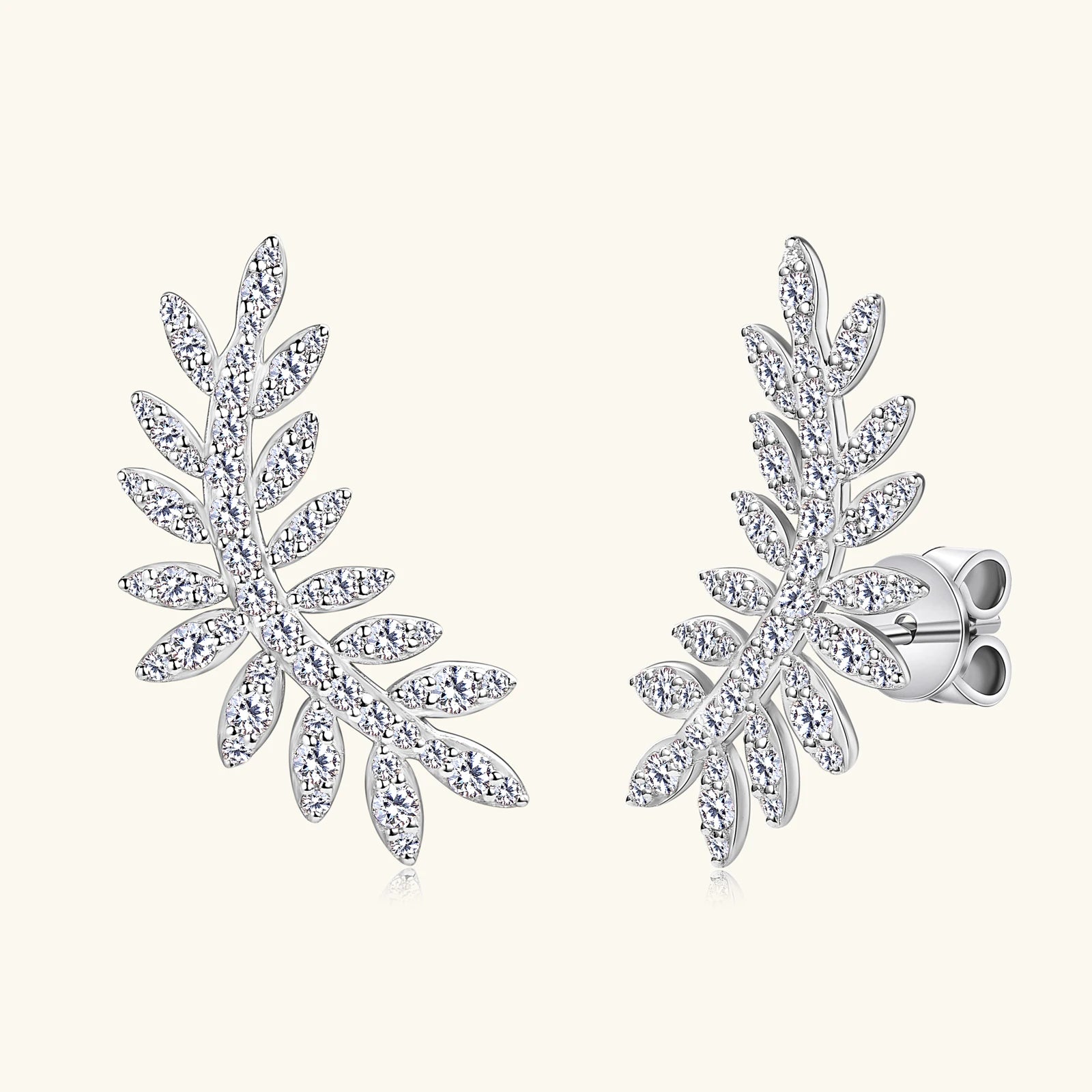 Leaf Moissanite Stud Earrings 14K Yellow Gold Plated S925 Sterling Silver Ear Climber Earrings Hypoallergenic Jewelry for Women